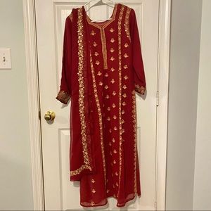 Indian Pakistani Red Salwar Kameez